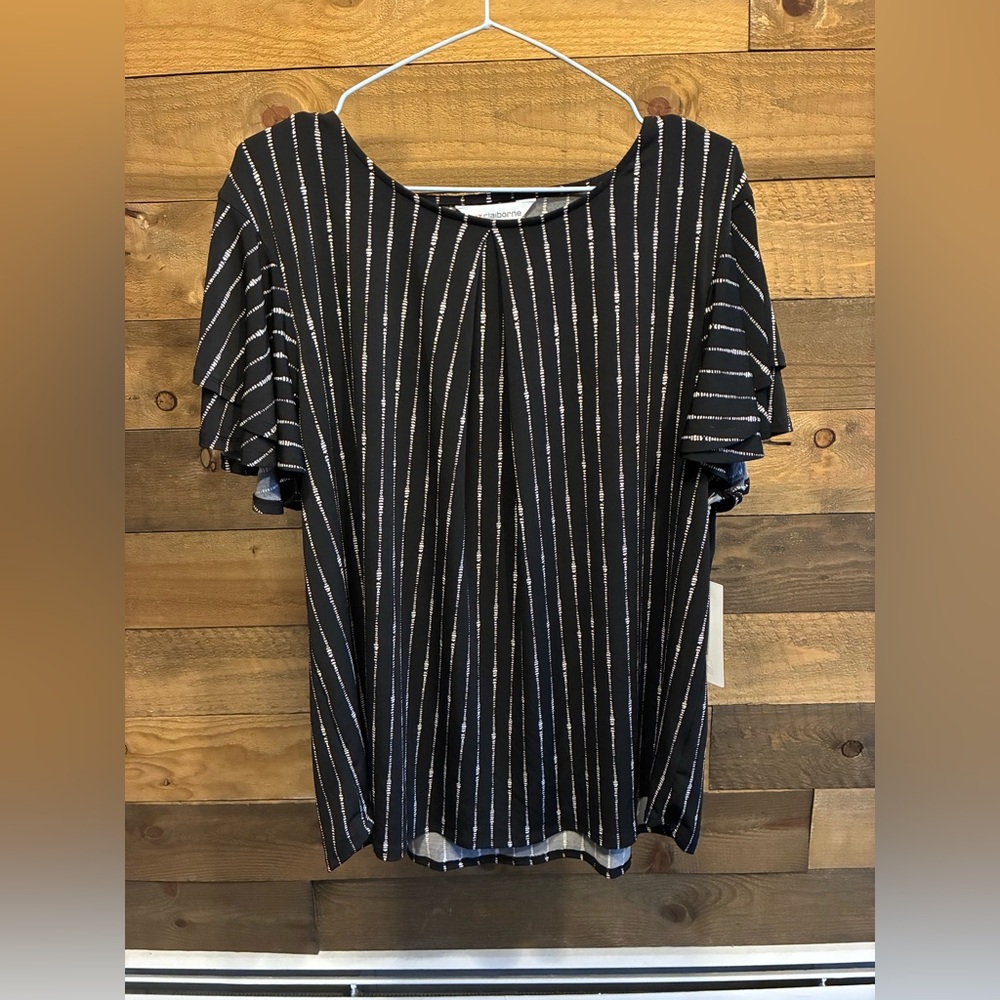 Liz Claiborne Black and White Pinstripe Blouse